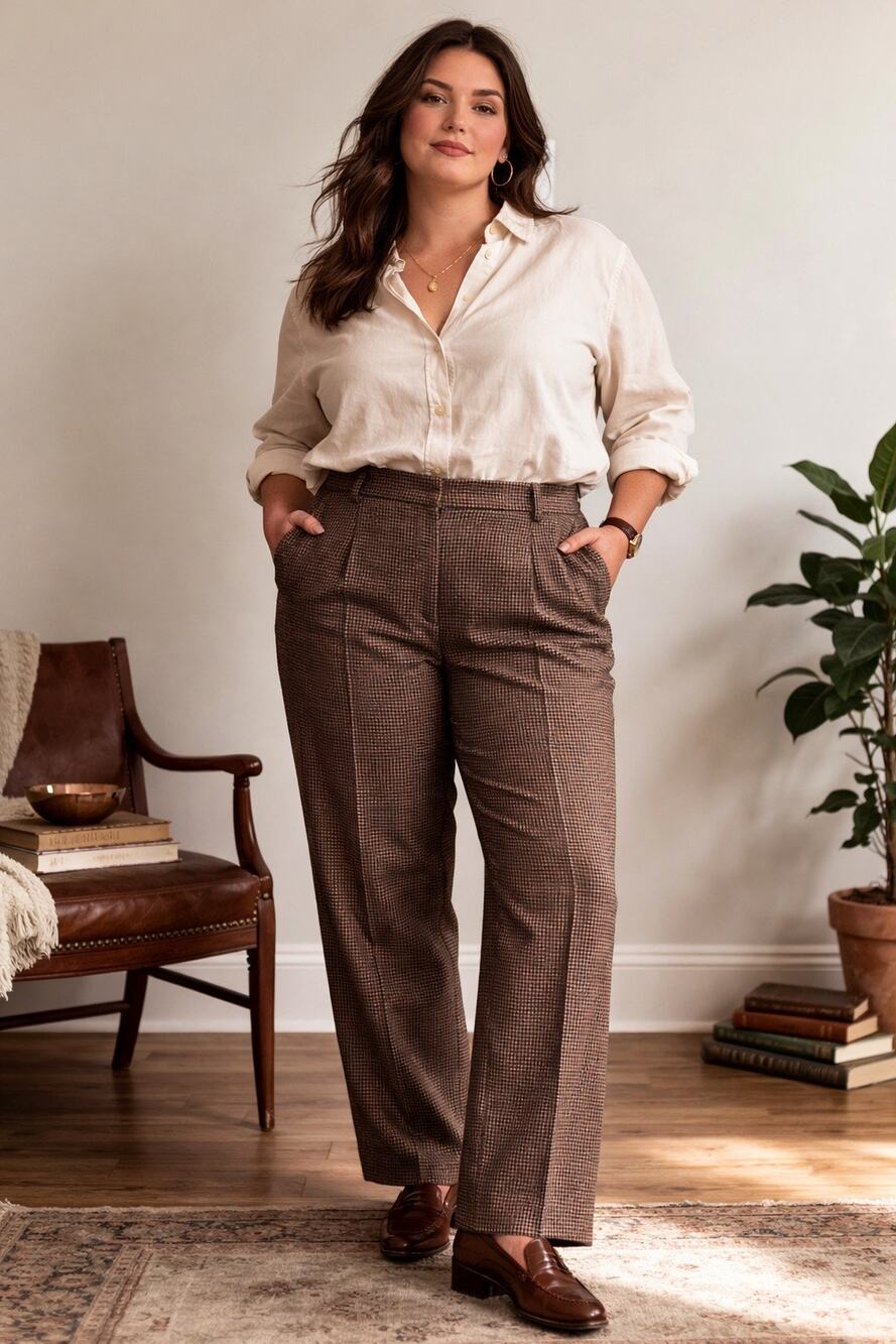 Pendleton Brown Houndstooth Straight Leg Pants